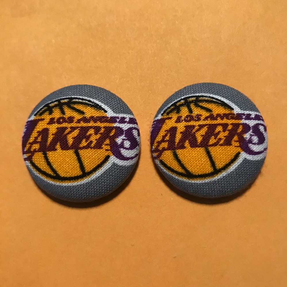 Los Angeles Lakers Button Earrings
